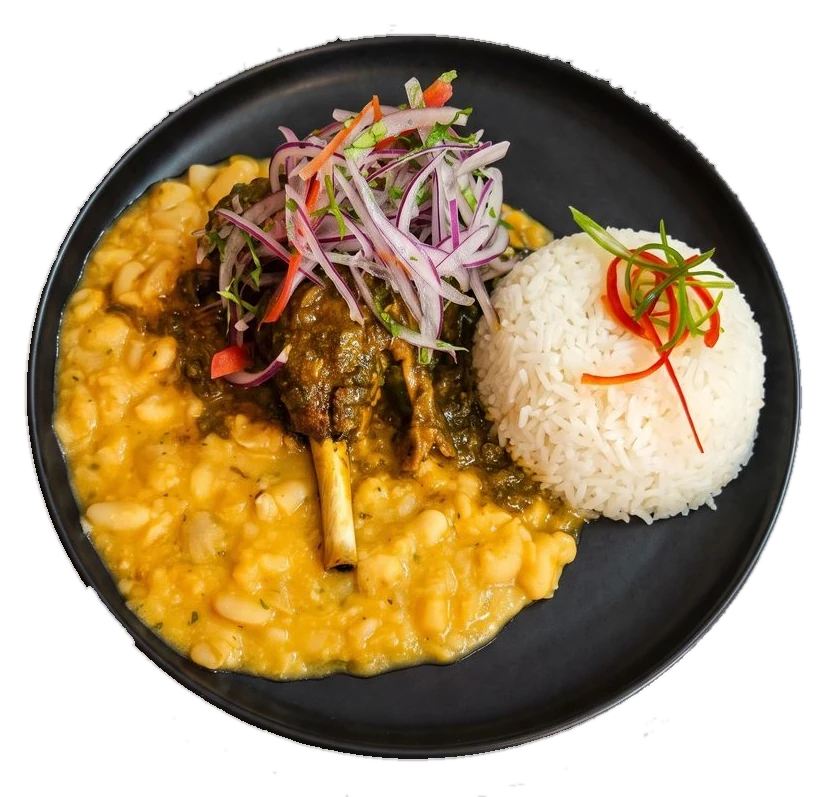 Seco de cordero con frejoles y arroz